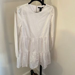 NWT-Forever 21 white poplin tiered mini dress
